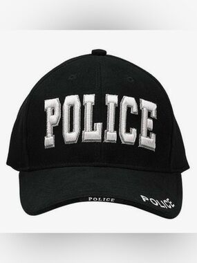 Police Black Baseball Cap with White Embroidered Logo
